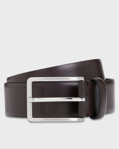 BOSS Orange Erman Mens Leather Belt - Dark Brown 205 | CHO | Designer Mens Belts