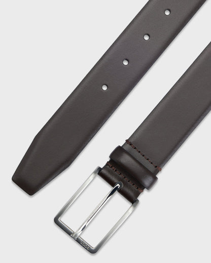 BOSS Orange Erman Mens Leather Belt - Dark Brown 205 | CHO | Designer Mens Belts
