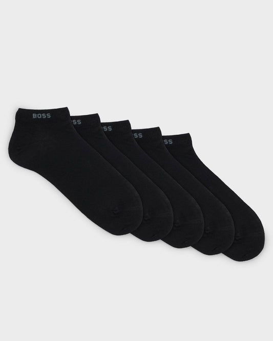 BOSS Orange 5-Pack Mens Cotton-Blend Ankle Socks  - Black 001