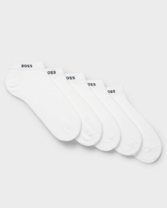 BOSS Orange 5-Pack Mens Cotton-Blend Ankle Socks - White 100