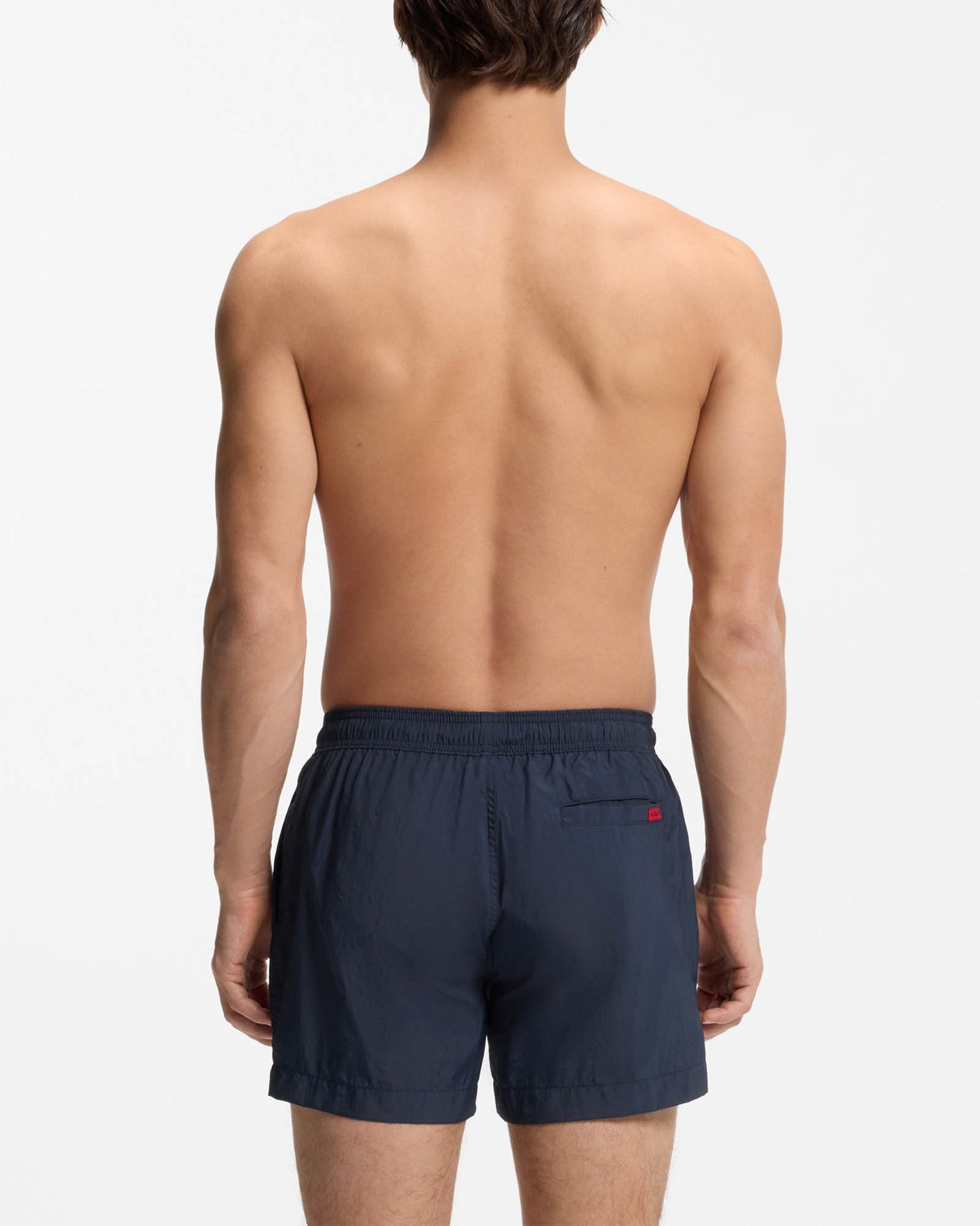 HUGO Dominica Mens Quick-Drying Swim Shorts In Recycled Material With Logo - Navy 410 | CHO | Designer Mens Shorts