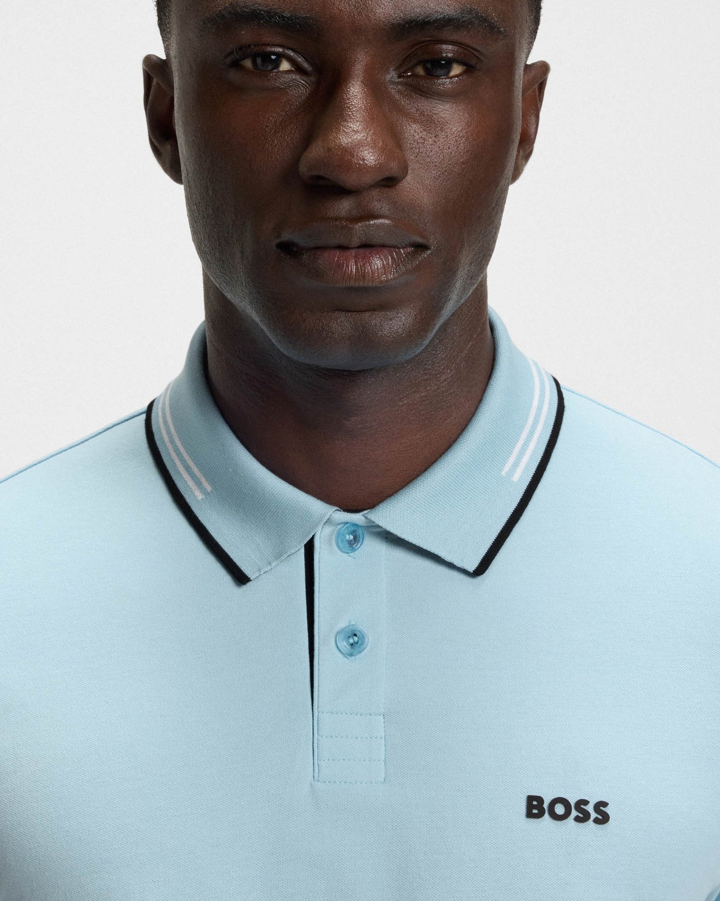 BOSS Green Paul Mens Short Sleeve Polo Shirt With Contrast Tipping - Light/Pastel Blue 455