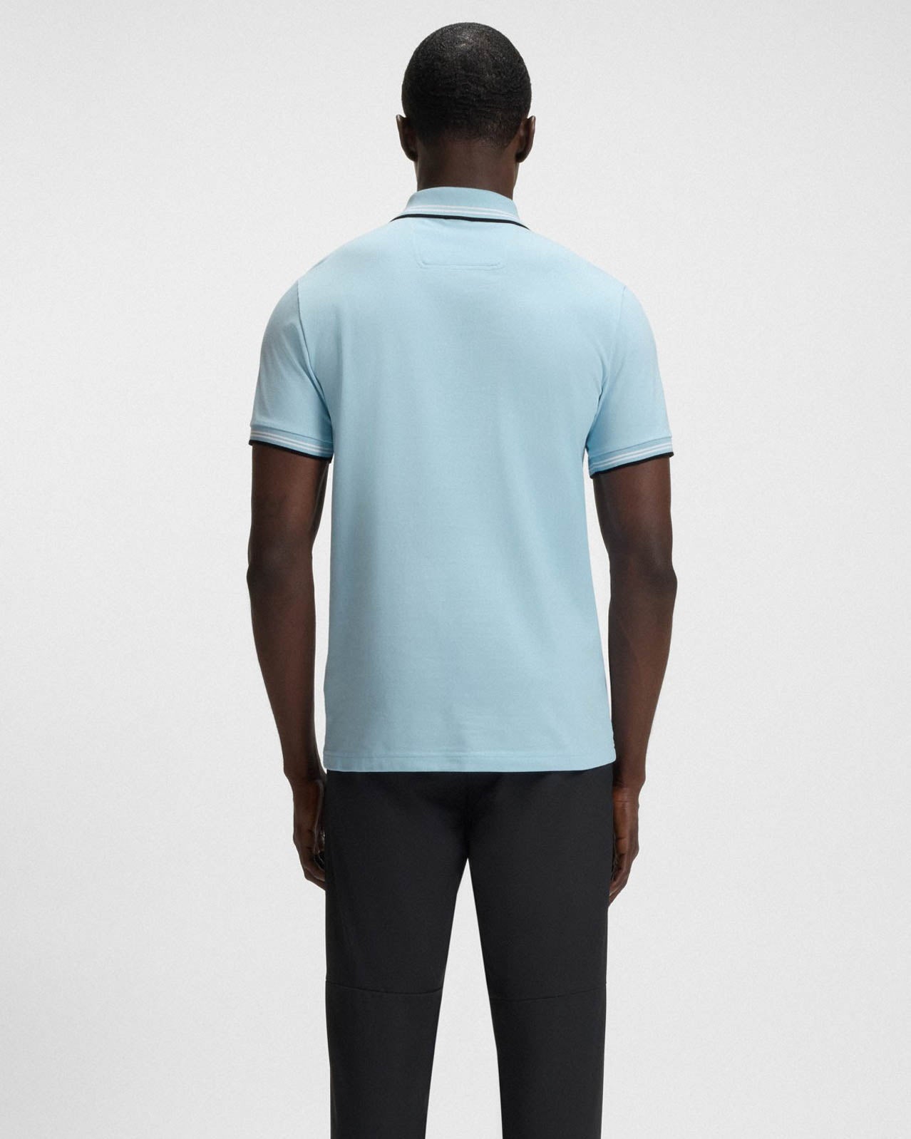 BOSS Green Paul Mens Short Sleeve Polo Shirt With Contrast Tipping - Light/Pastel Blue 455