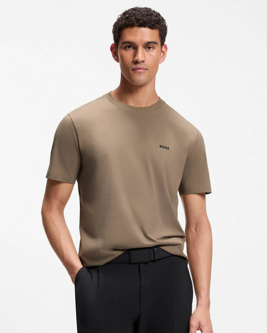 BOSS Green Tee Mens Stretch Cotton T-Shirt with Contrast Logo - Light/Pastel Green 336