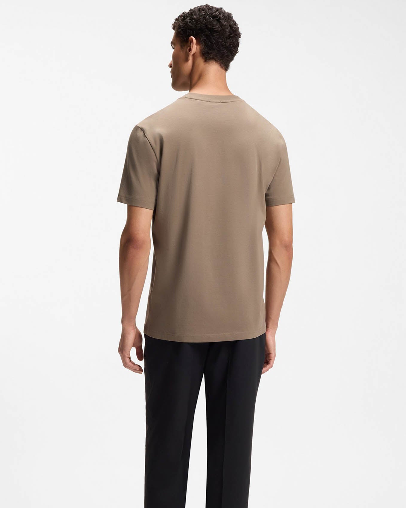 BOSS Green Tee Mens Stretch Cotton T - Shirt with Contrast Logo - Light/Pastel Green 336 | CHO | Designer Mens Logo T - Shirts