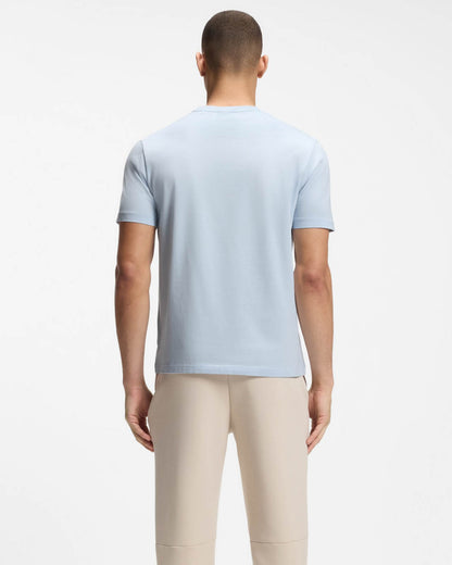 BOSS Green Tee Mens Stretch Cotton T-Shirt with Contrast Logo - Open Blue 460