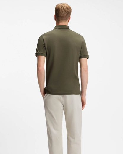 BOSS Orange Passenger Mens Stretch - Cotton Slim - Fit Polo Shirt with Logo Patch - Bright Green 325 | CHO | Designer Mens Short Sleeve Polo Shirts