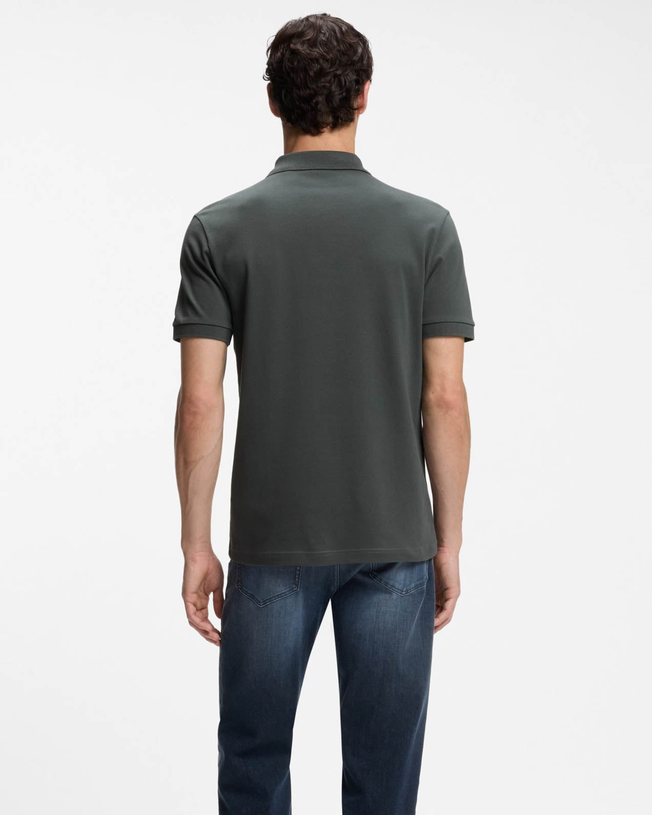 BOSS Orange Passenger Mens Stretch-Cotton Slim-Fit Polo Shirt with Logo Patch - Open Green 377