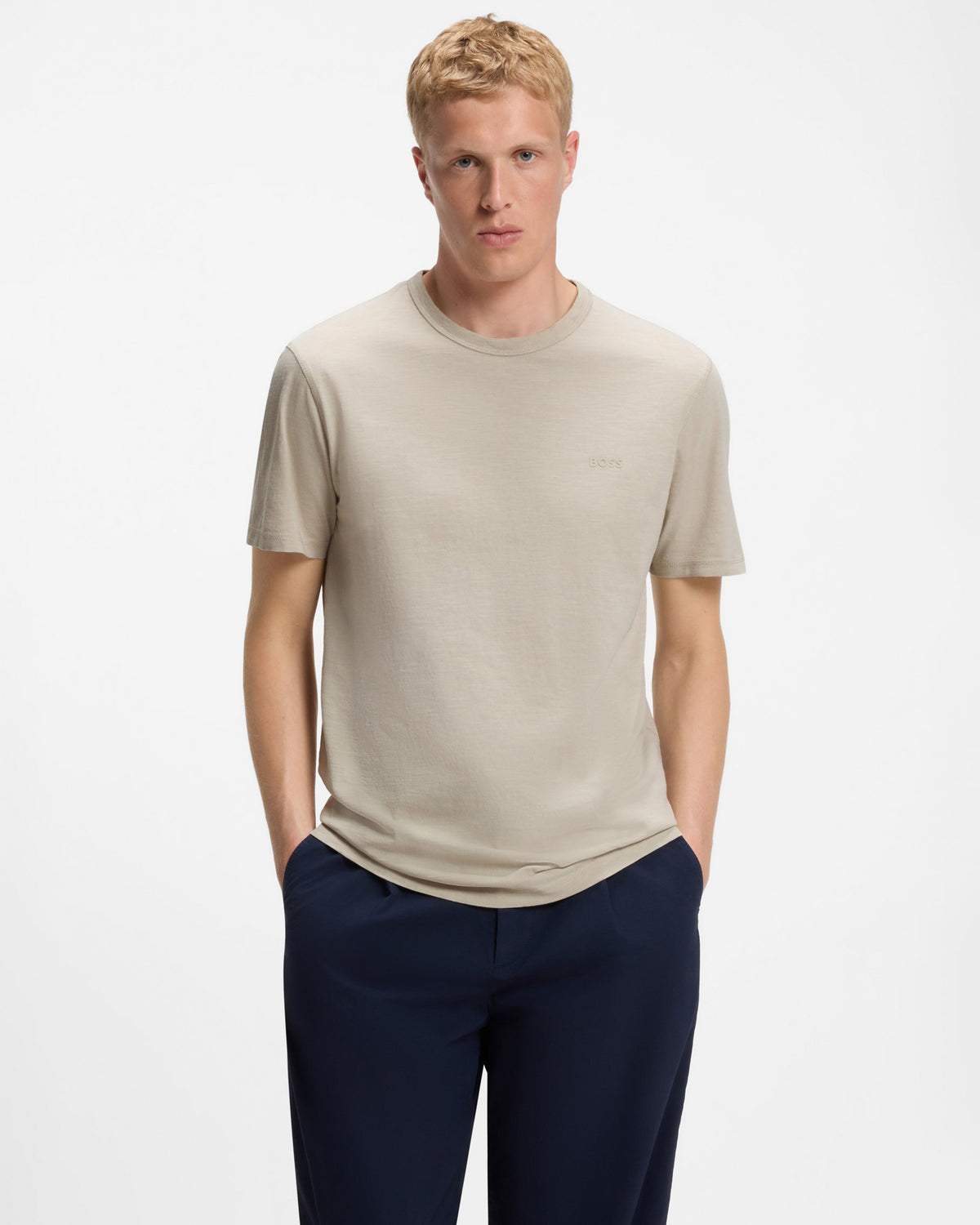 BOSS Orange Tegood Mens Crew Neck T-Shirt - Light Beige 271