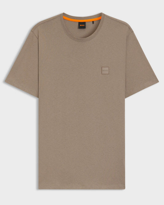 BOSS Orange Tales Mens Cotton-Jersey T-shirt With Logo Patch - Open Green 346