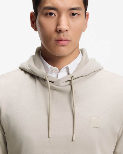 BOSS Orange Wetalk Mens Pullover Hoodie With Logo Patch - Open Grey 070 - CHO - Designer Mens Hoodies