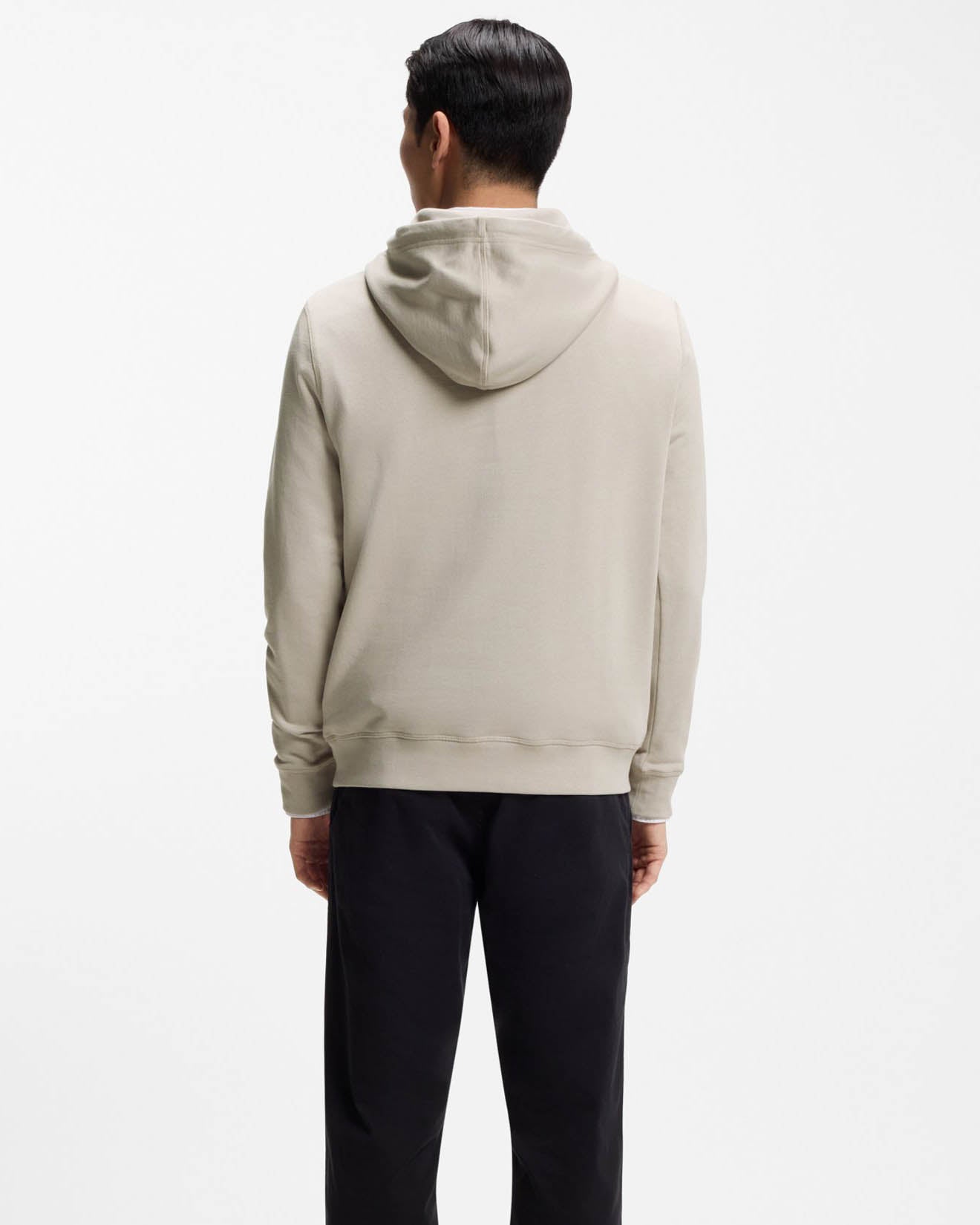 BOSS Orange Wetalk Mens Pullover Hoodie With Logo Patch - Open Grey 070 - CHO - Designer Mens Hoodies