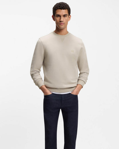 BOSS Orange Westart Mens Crew Neck Sweatshirt With Logo Patch - Open Grey 070