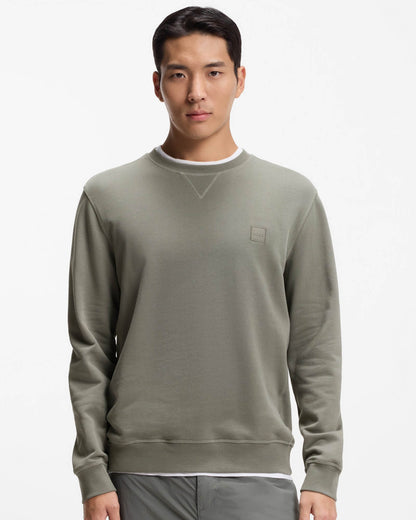 BOSS Orange Westart Mens Crew Neck Sweatshirt With Logo Patch - Open Grey 076