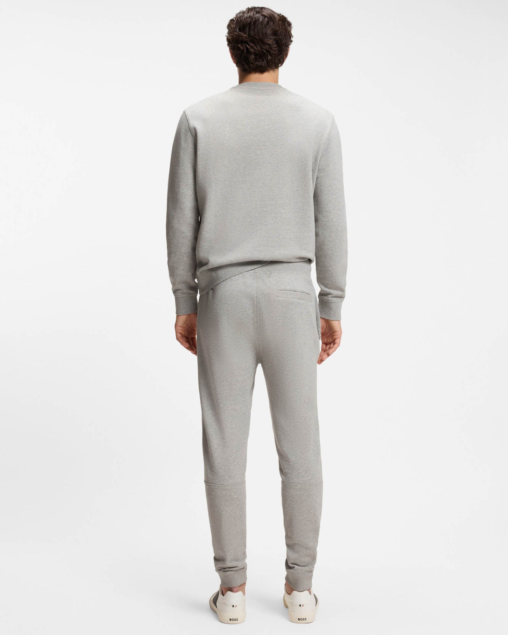 BOSS Orange Westart Mens Crew Neck Sweatshirt With Logo Patch - Open Grey 086 | CHO | Designer Mens Sweatshirts