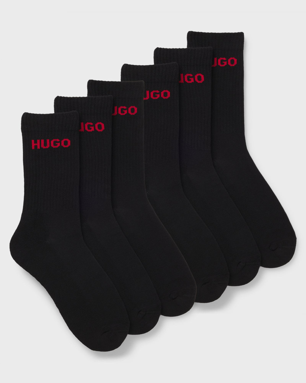 HUGO 6 Pack QS Rib Logo Mens Combed Cotton Socks - Open Miscellaneous 969