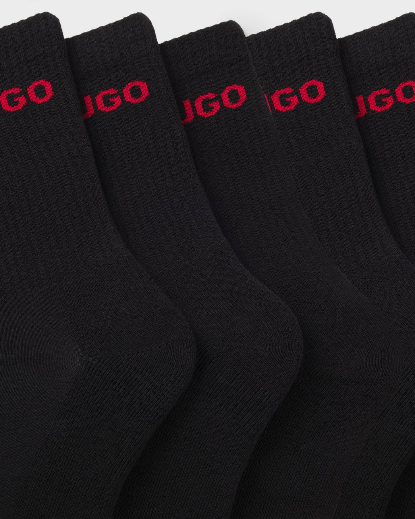 HUGO 6 Pack QS Rib Logo Mens Combed Cotton Socks - Open Miscellaneous 967, detail