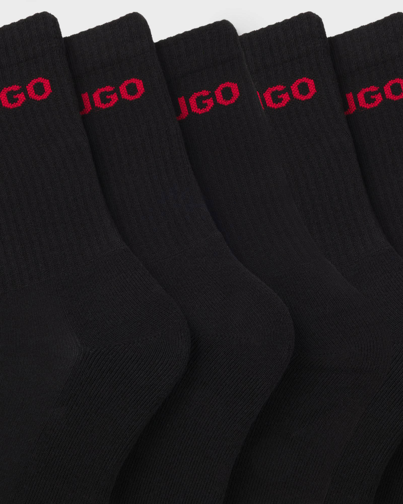 HUGO 6 Pack QS Rib Logo Mens Combed Cotton Socks - Open Miscellaneous 967, detail
