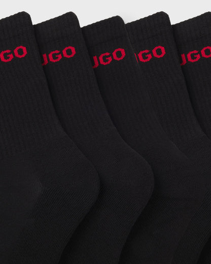 HUGO 6 Pack QS Rib Logo Mens Combed Cotton Socks - Open Miscellaneous 969