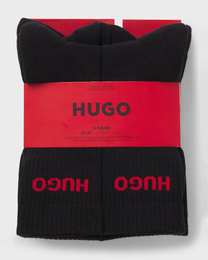 HUGO 6 Pack QS Rib Logo Mens Combed Cotton Socks - Open Miscellaneous 969