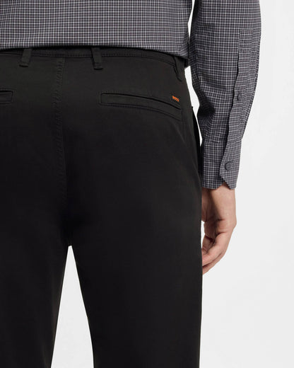 BOSS Orange Mens Tapered-Fit Chinos in Stretch-Cotton Satin - Black 001