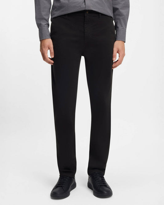 BOSS Orange Mens Tapered-Fit Chinos in Stretch-Cotton Satin - Black 001