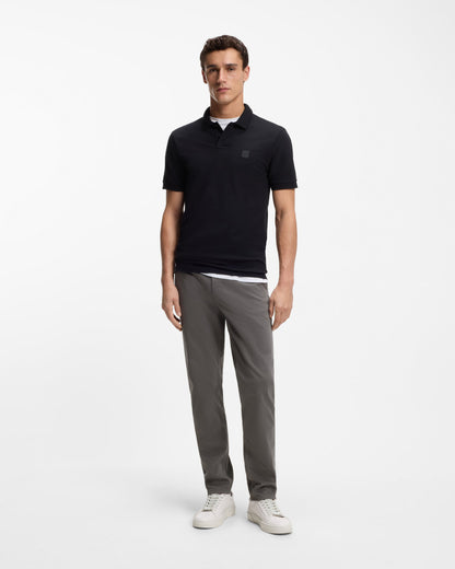 BOSS Orange Mens Tapered-Fit Chinos in Stretch-Cotton Satin - Grey 020 full length front
