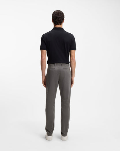 BOSS Orange Mens Tapered-Fit Chinos in Stretch-Cotton Satin - Grey 020 full length back