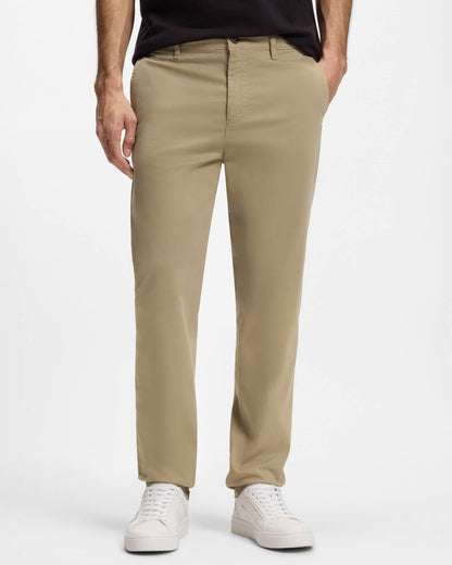 BOSS Orange Mens Tapered-Fit Chinos in Stretch-Cotton Satin - Light/Pastel Brown 239