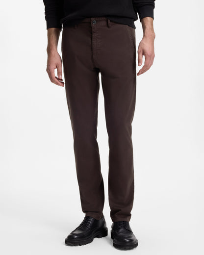 BOSS Orange Mens Slim Fit Chinos in Stretch-Cotton Satin - Dark Brown 207