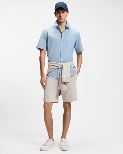 BOSS Orange Sewalk Mens Cotton-Terry Shorts With Logo Badge - Open Grey 070