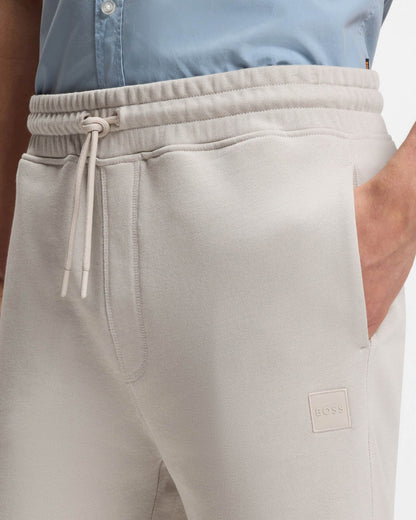 BOSS Orange Sewalk Mens Cotton-Terry Shorts With Logo Badge - Open Grey 070