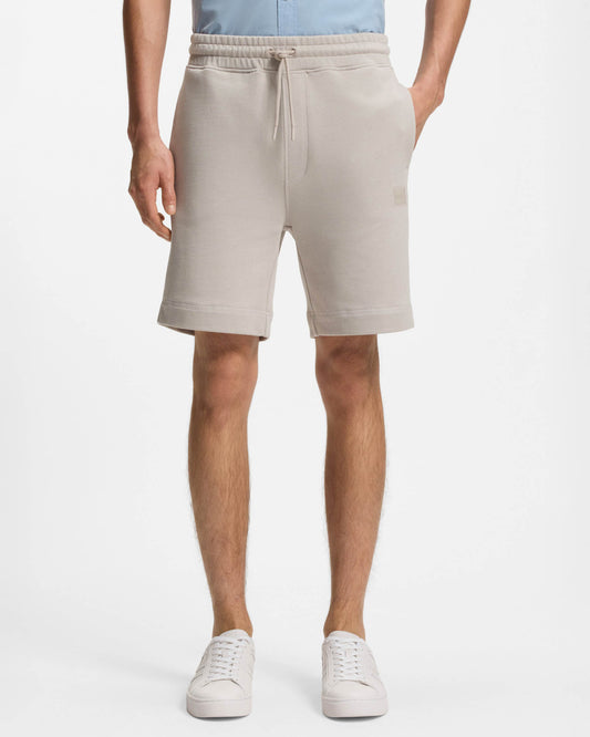 BOSS Orange Sewalk Mens Cotton-Terry Shorts With Logo Badge - Open Grey 070