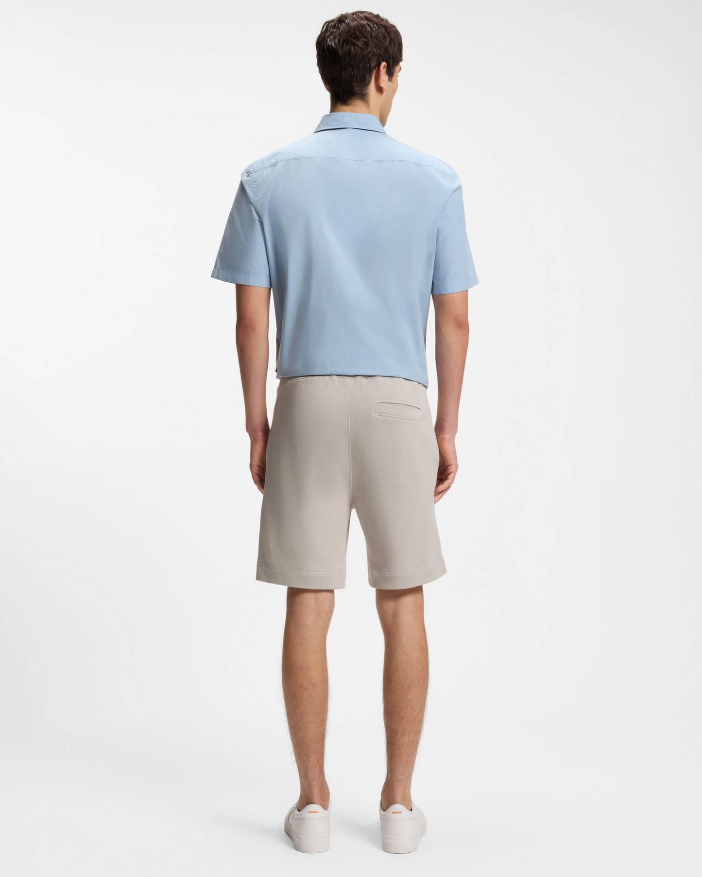 BOSS Orange Sewalk Mens Cotton-Terry Shorts With Logo Badge - Open Grey 070