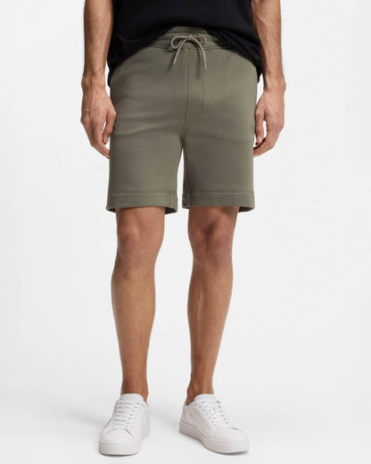 BOSS Orange Sewalk Mens Cotton-Terry Shorts With Logo Badge - Open Grey 076