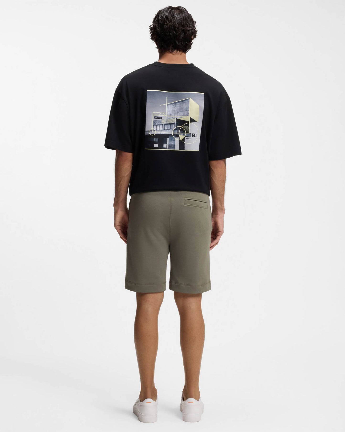 BOSS Orange Sewalk Mens Cotton-Terry Shorts With Logo Badge - Open Grey 076