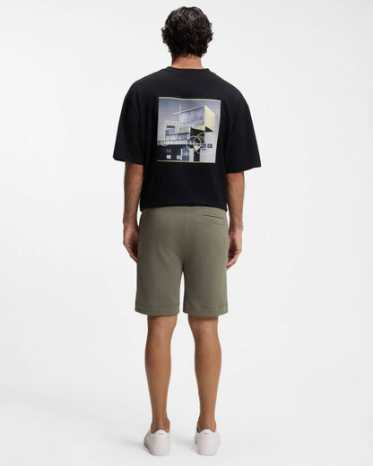 BOSS Orange Sewalk Mens Cotton-Terry Shorts With Logo Badge - Open Grey 076