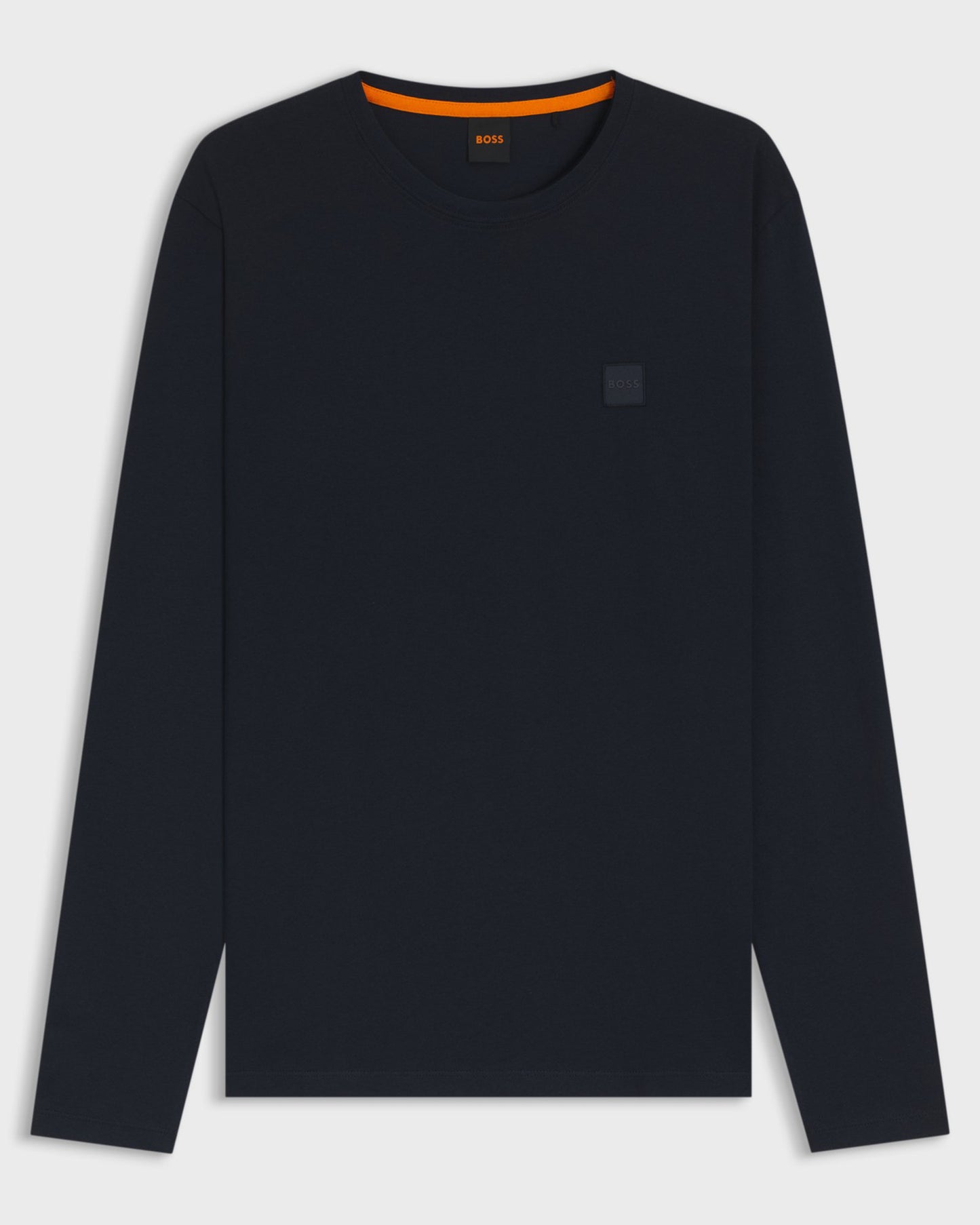 BOSS Orange Tacks Mens Long Sleeve T-Shirt with logo Patch - Dark Blue 404