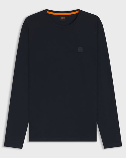 BOSS Orange Tacks Mens Long Sleeve T - Shirt with logo Patch - Dark Blue 404 | CHO | Designer Mens Long Sleeve T - Shirts & Tops