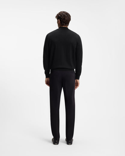 BOSS Orange Padro Mens Zip-Neck Cotton Jumper  - Black 001 full length back