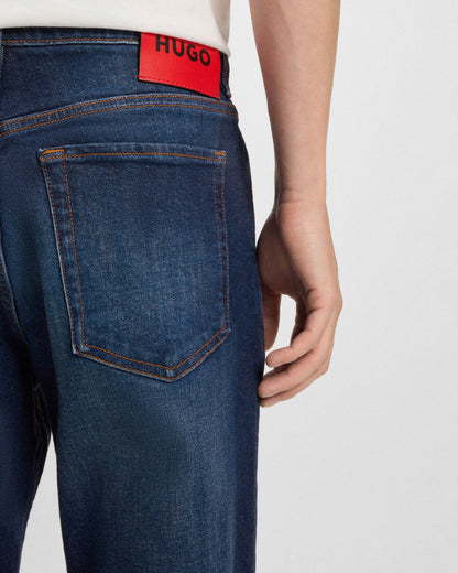 HUGO 634 Mens Tapered-Fit Jeans in Stretch Denim - Dark Blue 409
