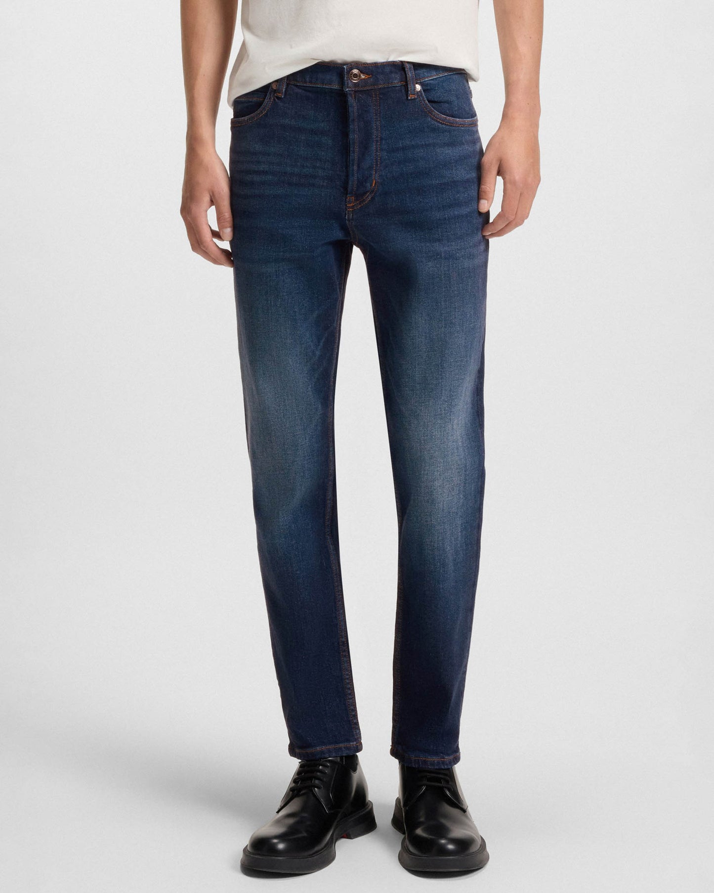 HUGO 634 Mens Tapered-Fit Jeans in Stretch Denim - Dark Blue 409