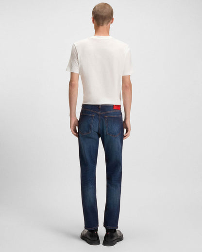 HUGO 634 Mens Tapered-Fit Jeans in Stretch Denim - Dark Blue 409