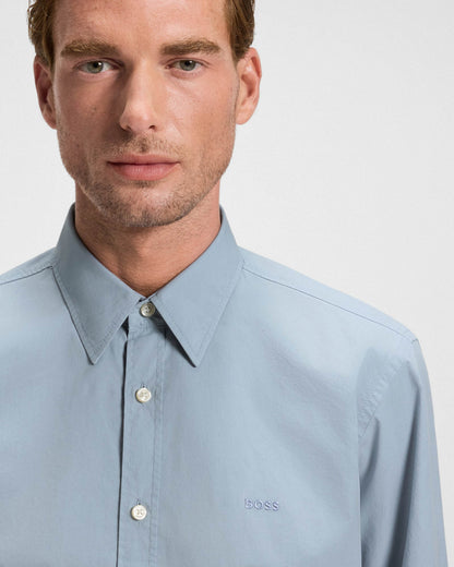 BOSS Orange Relegant 6 Mens Regular-Fit Shirt in Cotton Poplin with Kent Collar - Light/Pastel Blue 451