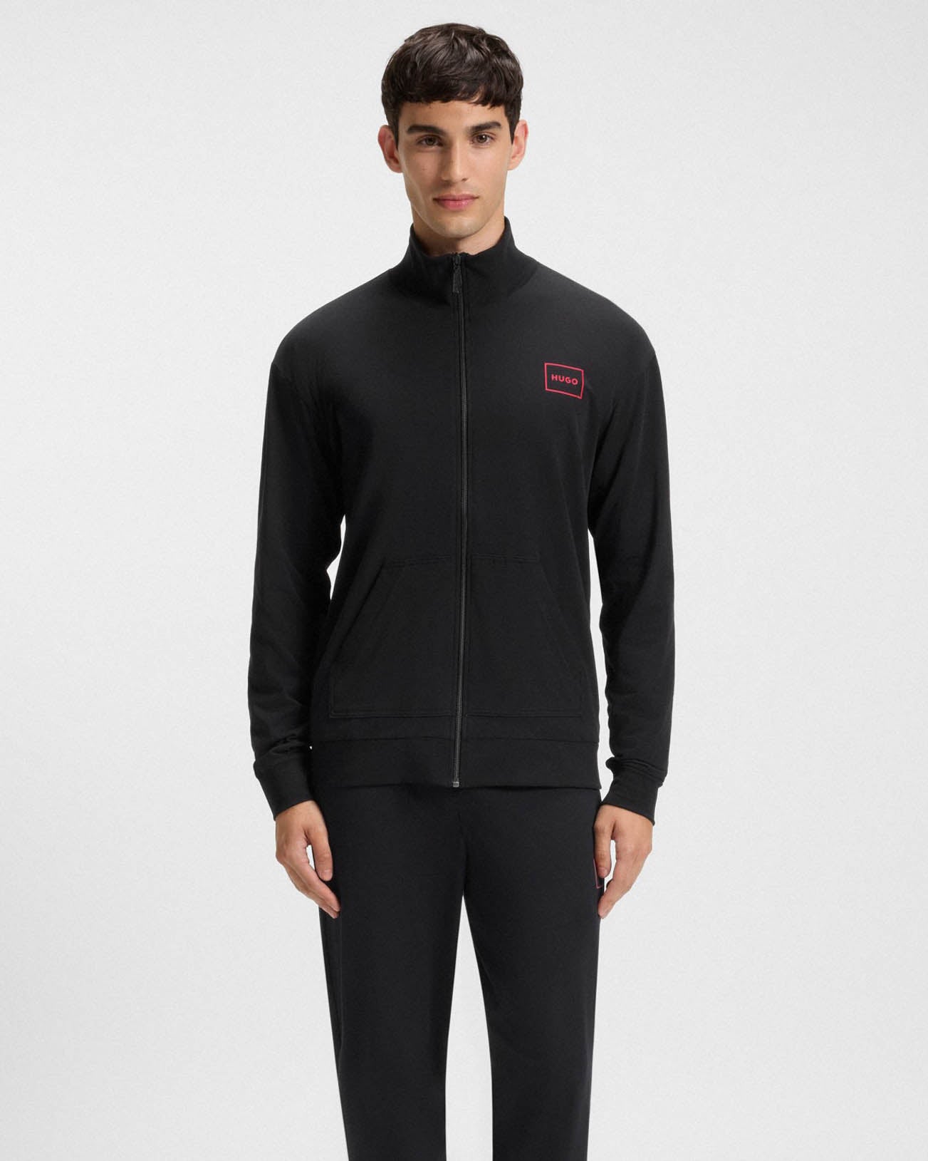 HUGO Laze Mens Zip-Up Loungewear Tracksuit Jacket - Black 001