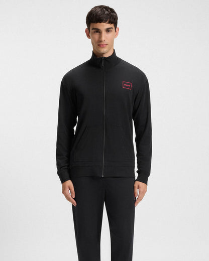 HUGO Laze Mens Zip-Up Loungewear Tracksuit Jacket - Black 001