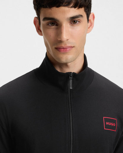 HUGO Laze Mens Zip-Up Loungewear Tracksuit Jacket - Black 001