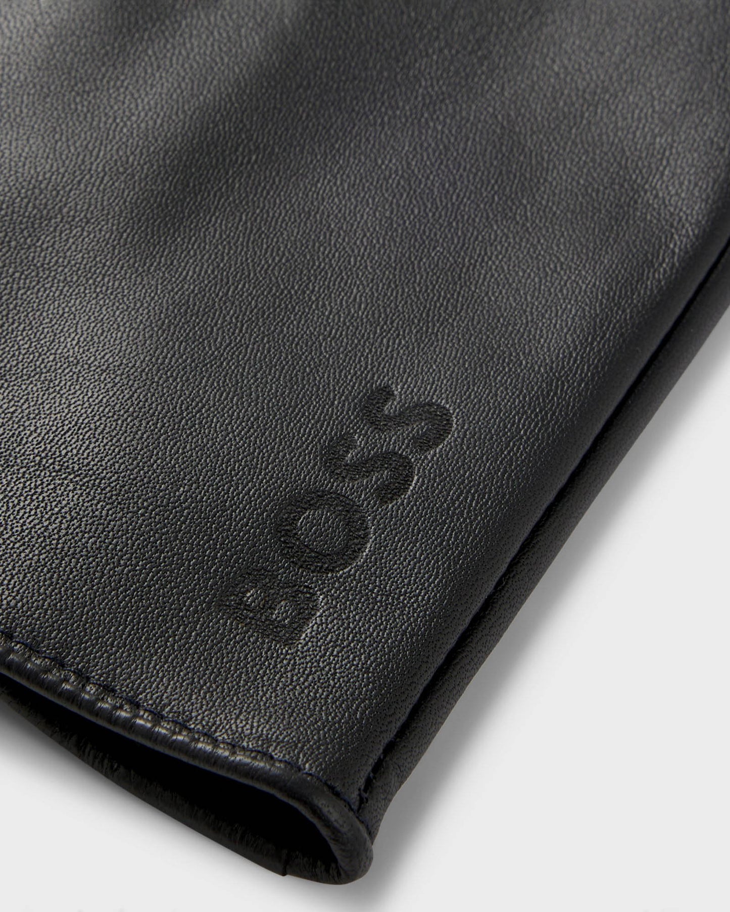 BOSS Orange Mens Grained-leather gloves with full lining and lasered logo - Black 001, logo detail