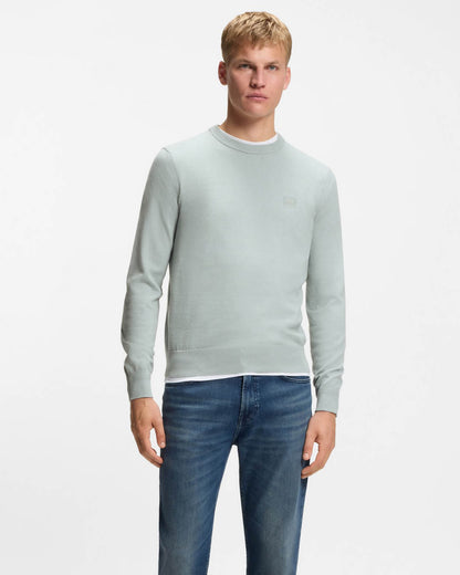 BOSS Orange Kanovano Mens Crew Neck Jumper - Silver 043 | CHO | Designer Mens Jumpers