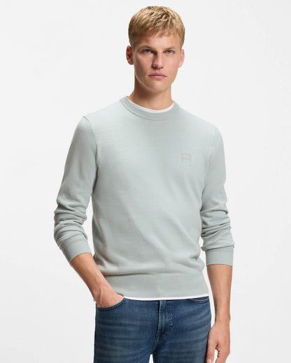 BOSS Orange Kanovano Mens Crew Neck Jumper - Silver 043 | CHO | Designer Mens Jumpers